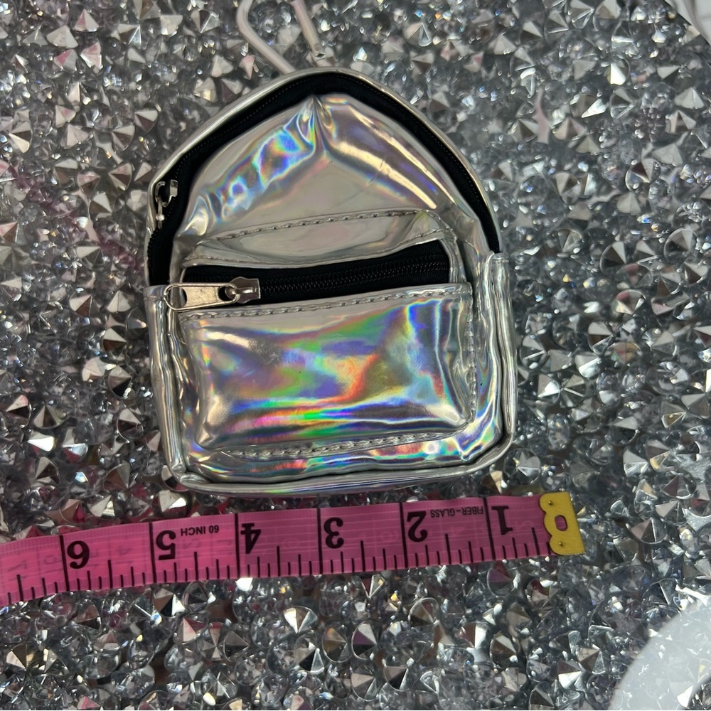 Holographic Mini Backpack Keychain - Silver - Picture 5 of 6